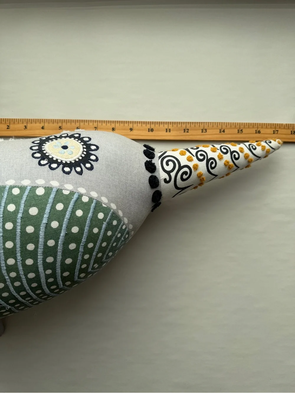 Crate & Barrel Curious Narwhal Head Wall Decor Mounted Plush Nursery Art